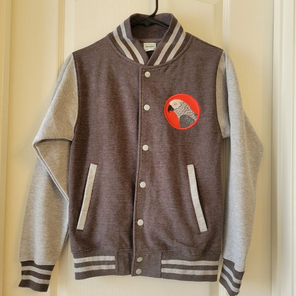 Jackets & Blazers - NEW African Grey Parrot Embroidered Varsity Bomber Sweatshirt XS Bird